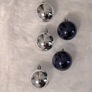 Dark Blue & Silver Shatterproof Christmas Ornaments